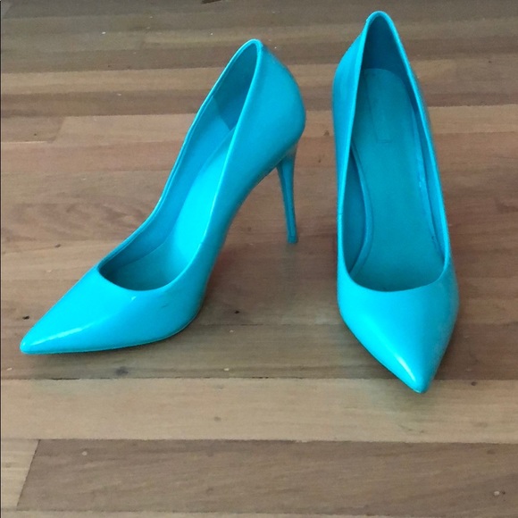 bright blue stilettos